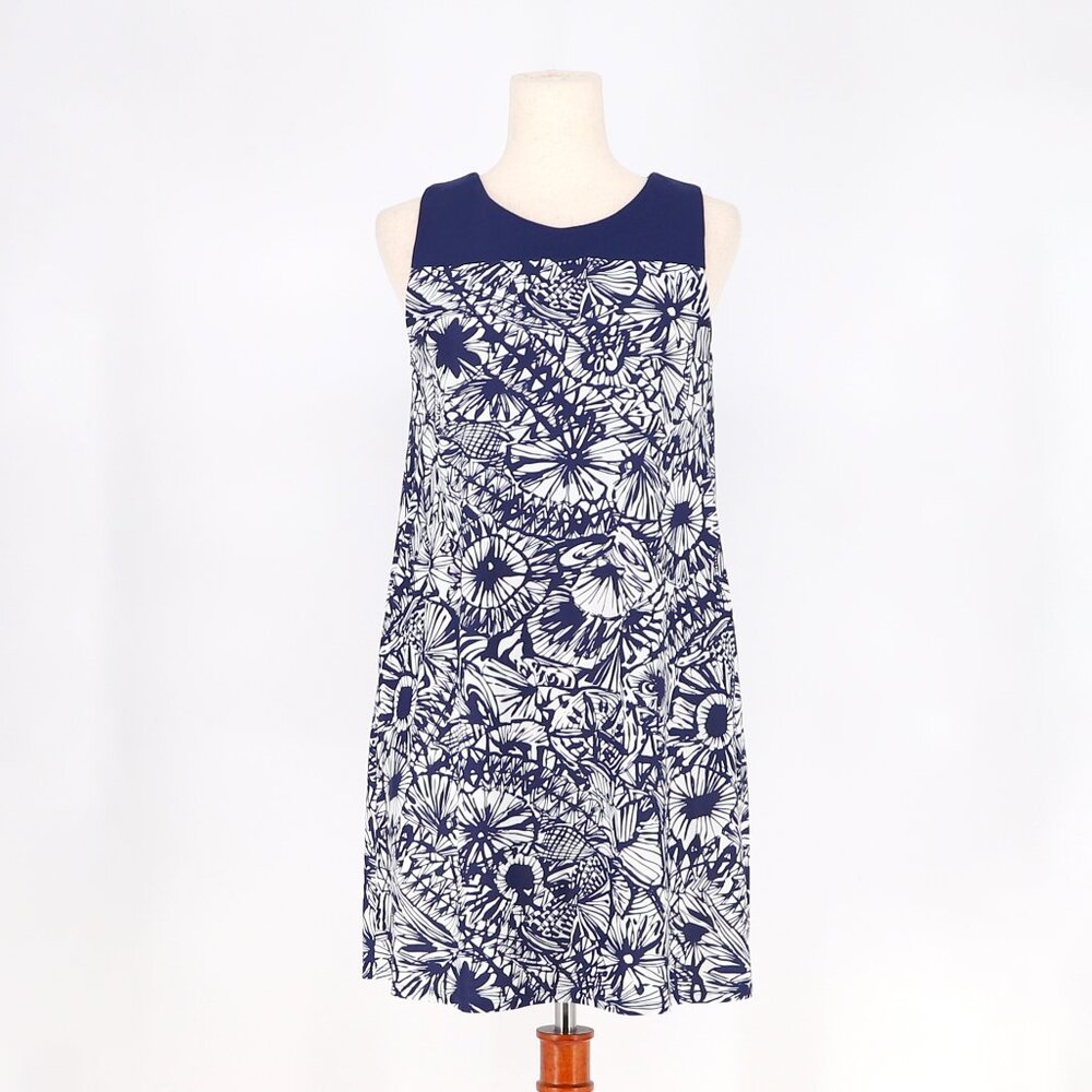 JUDE CONNALLY Molly Shift Dress Sleeveless Navy Floral Print Size S